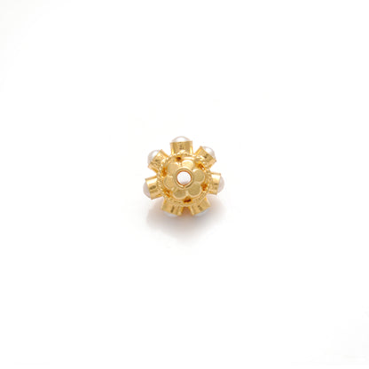 18K Gold Freshwater Pearl Stone Roundelle Spacer Bead