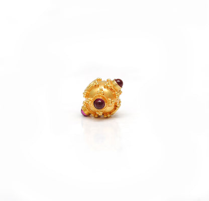 18k Solid Yellow Gold Ruby Round Spacer Beads 7.5mm