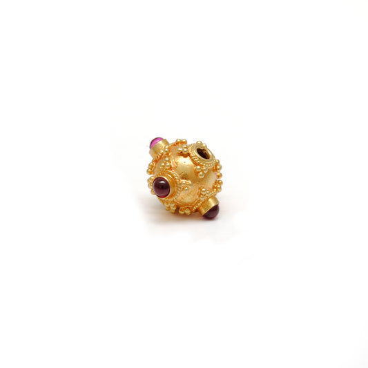 18k Solid Yellow Gold Ruby Round Spacer Beads 7.5mm