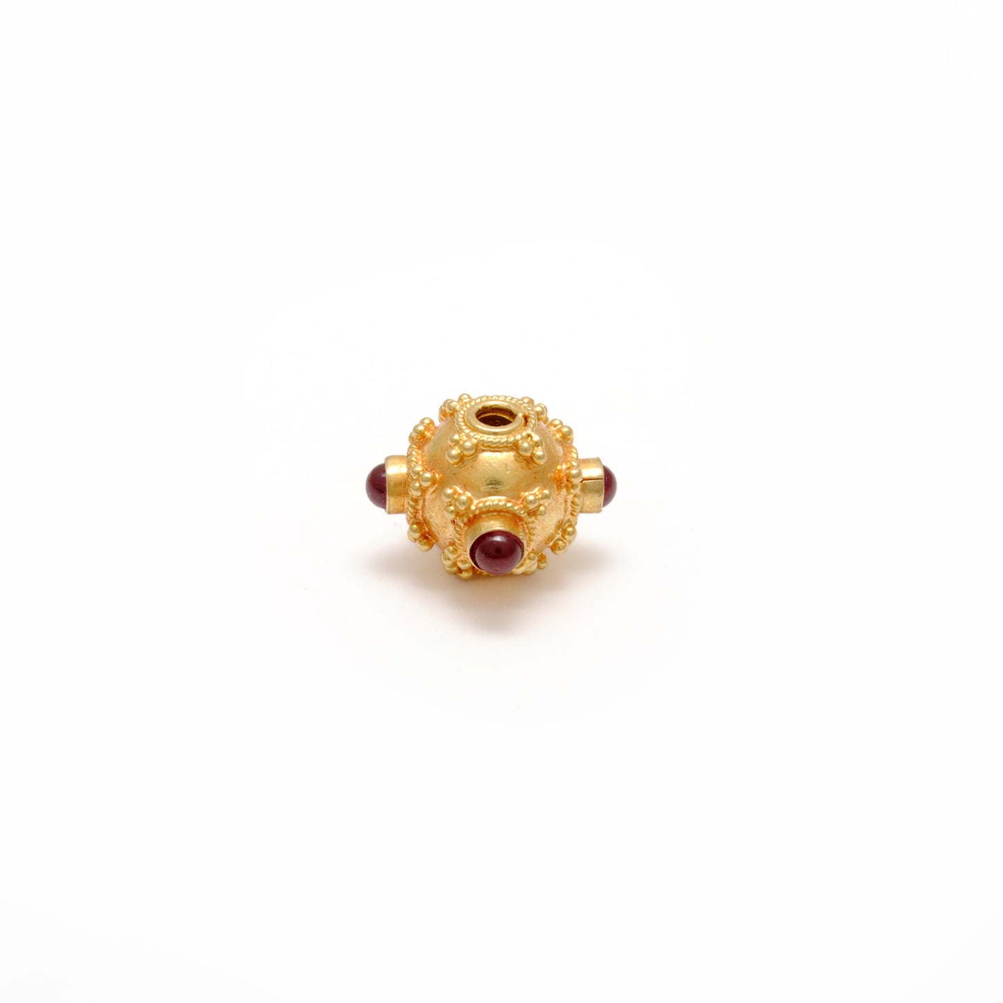 18k Solid Yellow Gold Ruby Round Spacer Beads 7.5mm