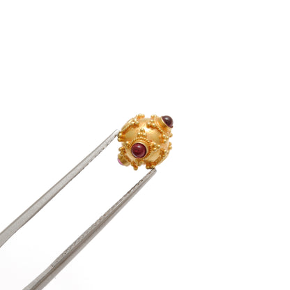 18k Solid Yellow Gold Ruby Round Spacer Beads 7.5mm