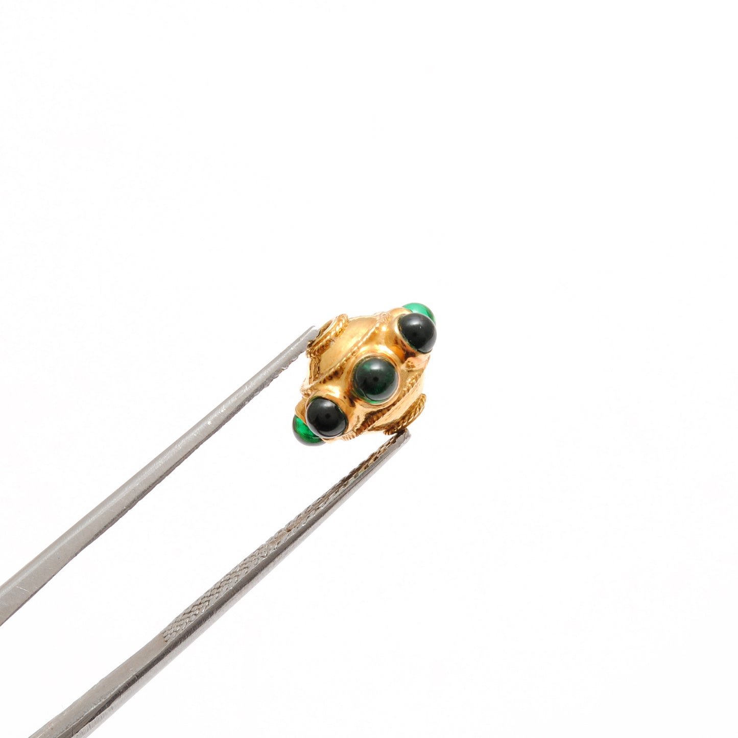 18K Solid Yellow Gold Emerald Flower Spacer Beads