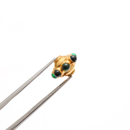 18K Solid Yellow Gold Emerald Flower Spacer Beads