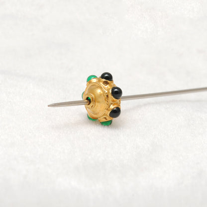 18K Solid Yellow Gold Emerald Flower Spacer Beads
