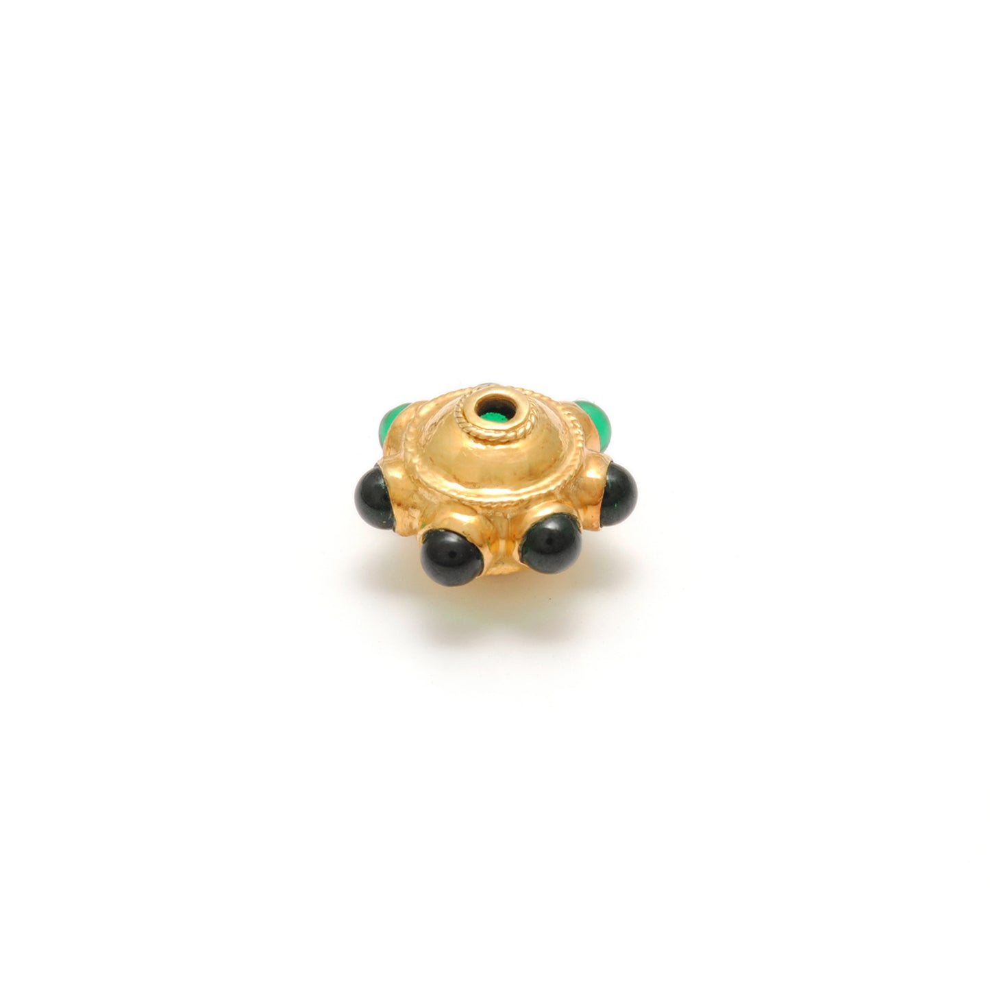 18K Solid Yellow Gold Emerald Flower Spacer Beads