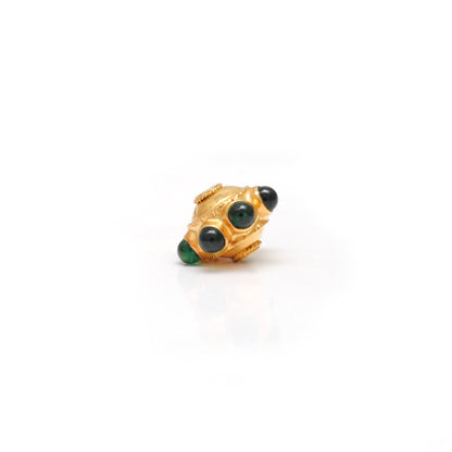 18K Solid Yellow Gold Emerald Flower Spacer Beads