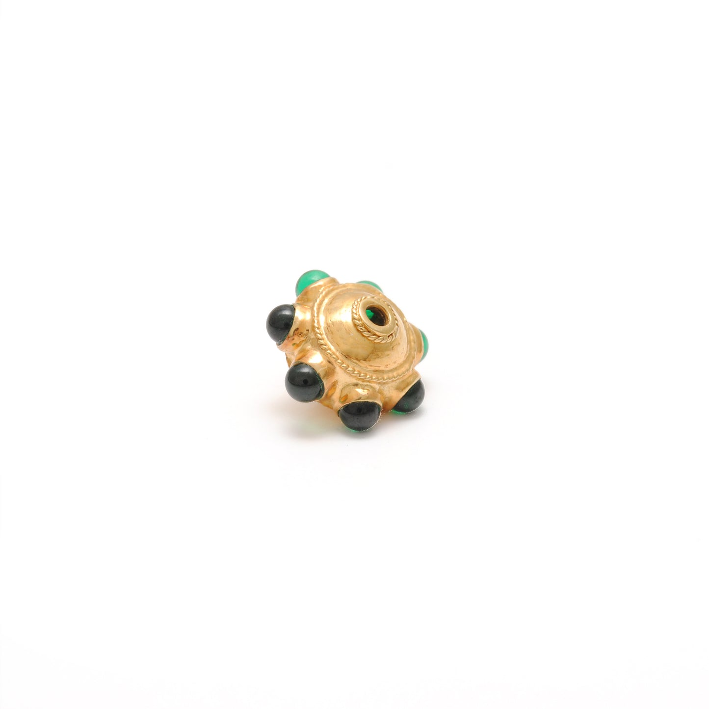 18K Solid Yellow Gold Emerald Flower Spacer Beads