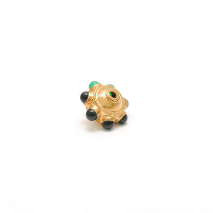 18K Solid Yellow Gold Emerald Flower Spacer Beads