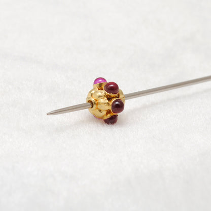 18k Solid Yellow Gold Ruby Flower Spacer Beads 8x7mm