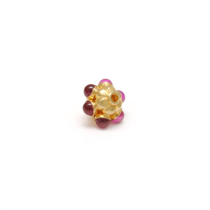 18k Solid Yellow Gold Ruby Flower Spacer Beads 8x7mm