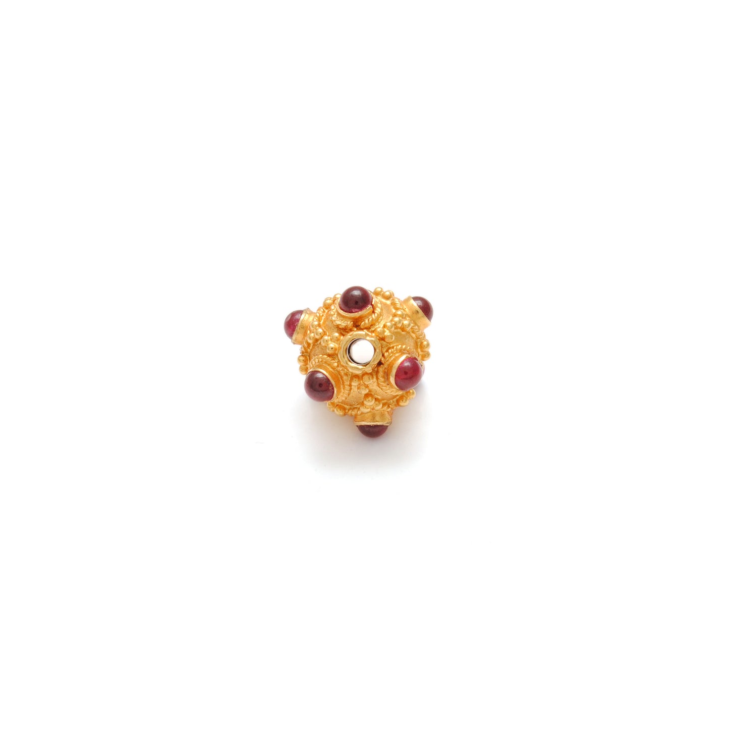 18K Solid Yellow Gold Ruby Round Spacer Ball Beads