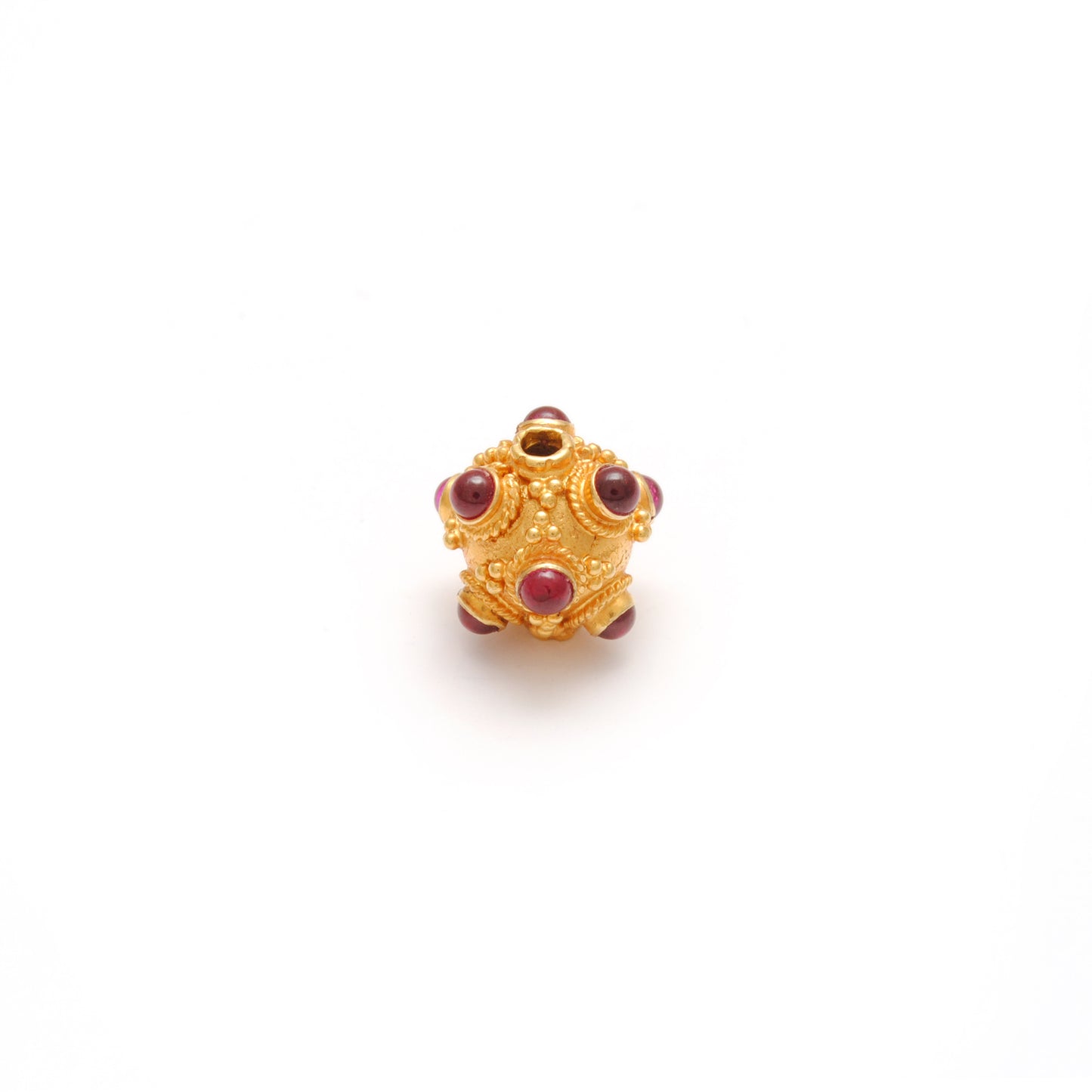 18K Solid Yellow Gold Ruby Round Spacer Ball Beads