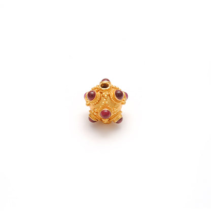 18K Solid Yellow Gold Ruby Round Spacer Ball Beads