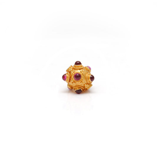 18K Solid Yellow Gold Ruby Round Spacer Ball Beads