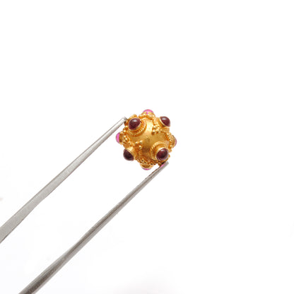 18K Solid Yellow Gold Ruby Round Spacer Ball Beads