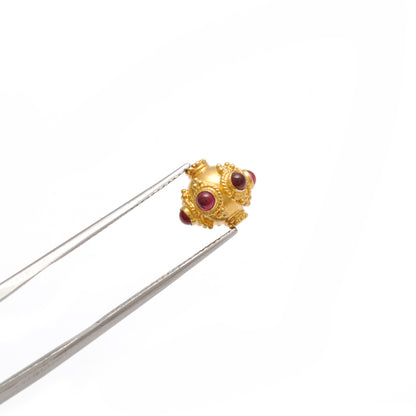 18k Gold Rondelle Ruby Stone Spacer Beads Finding 10mm