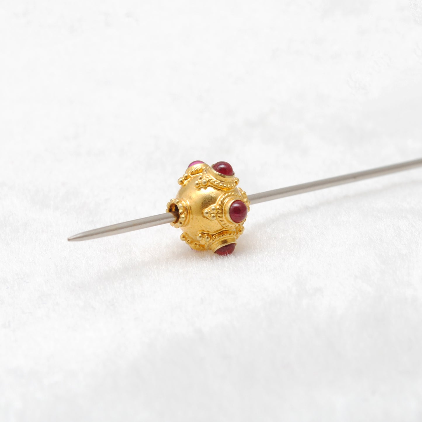 18k Gold Rondelle Ruby Stone Spacer Beads Finding 10mm