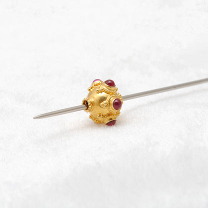18k Gold Rondelle Ruby Stone Spacer Beads Finding 10mm