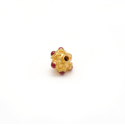 18k Gold Rondelle Ruby Stone Spacer Beads Finding 10mm