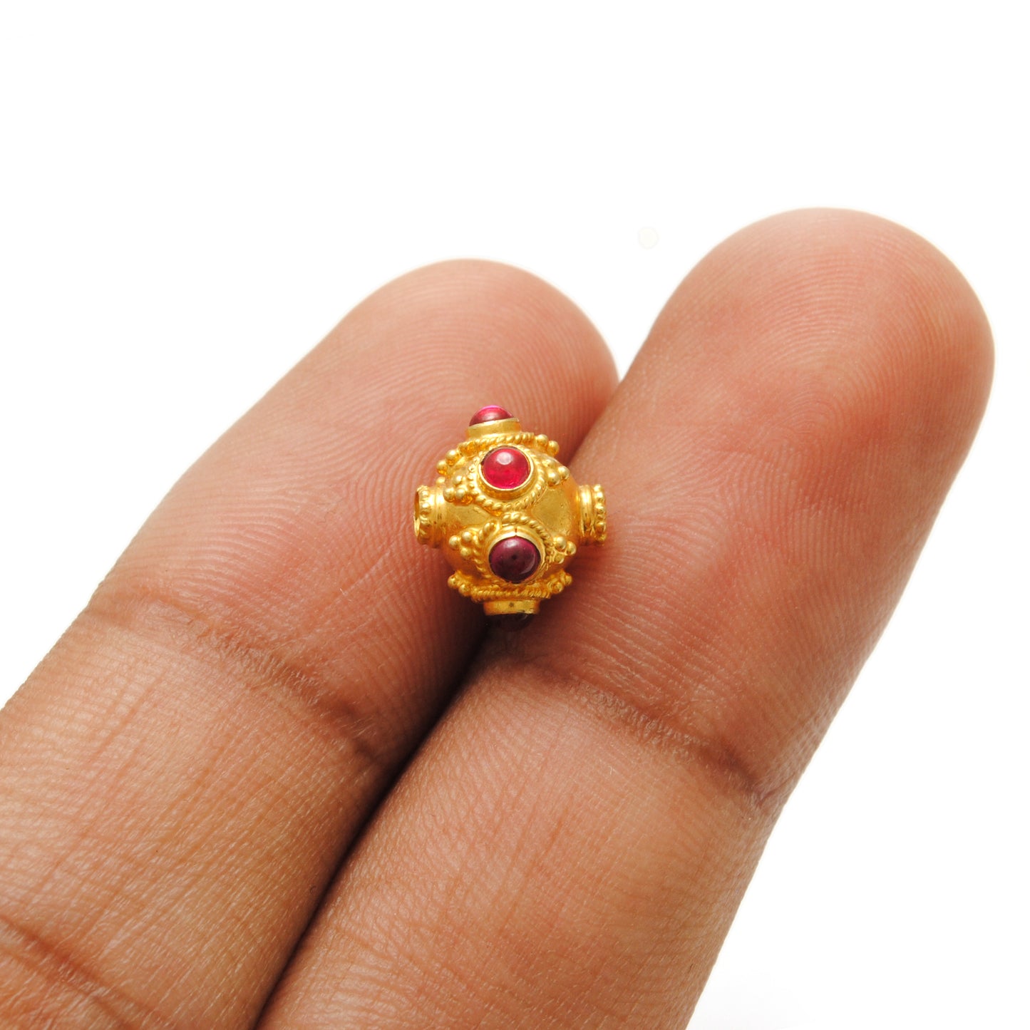 18k Gold Rondelle Ruby Stone Spacer Beads Finding 10mm