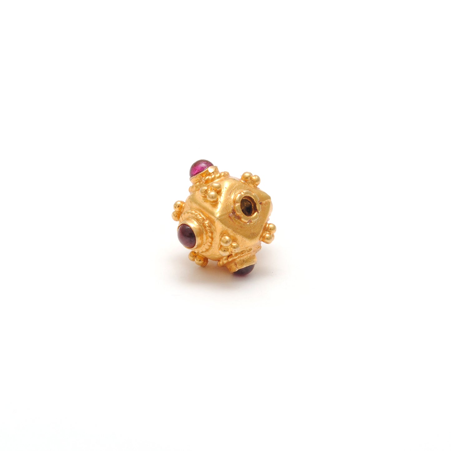 18k Solid Yellow Gold Ruby Cube Spacer Beads 7mm