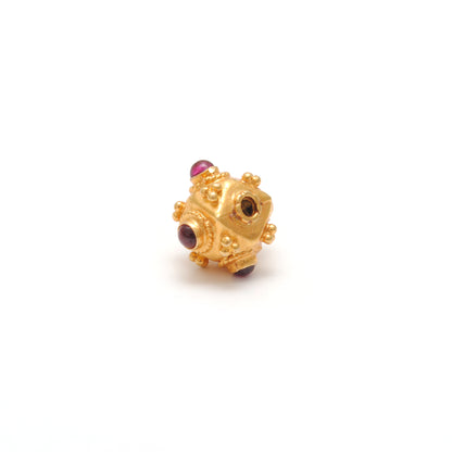 18k Solid Yellow Gold Ruby Cube Spacer Beads 7mm