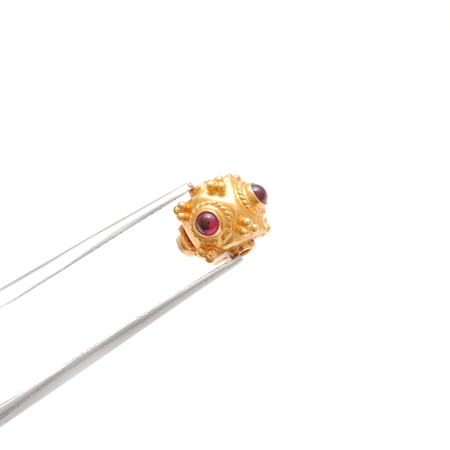18k Solid Yellow Gold Ruby Cube Spacer Beads 7mm