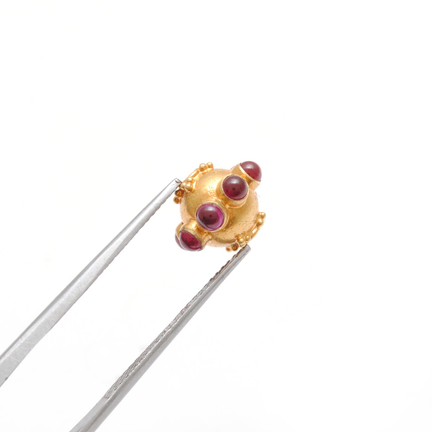 18k Solid Yellow Gold Ruby Floral Spacer Beads 11x8mm