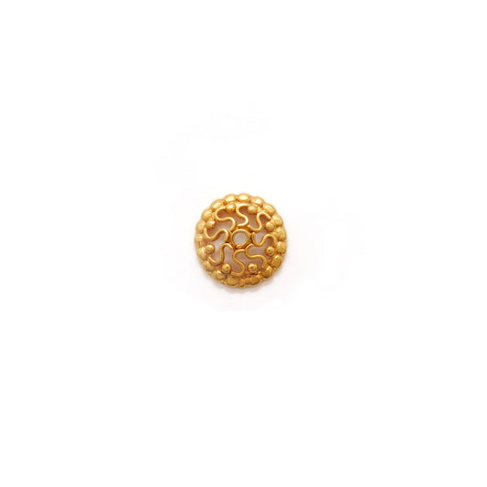 Solid 18K Yellow Gold Beads Cap for Jewelry Supplies
