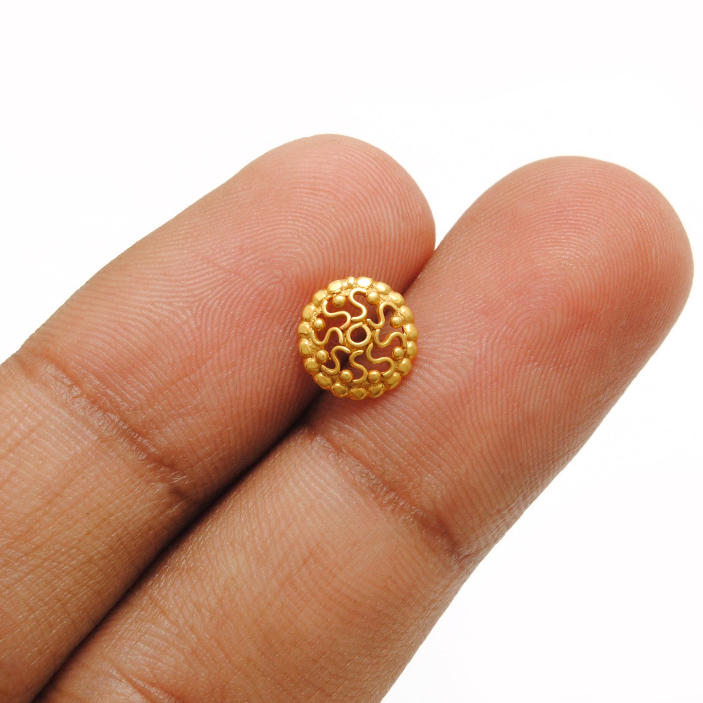 Solid 18K Yellow Gold Beads Cap for Jewelry Supplies