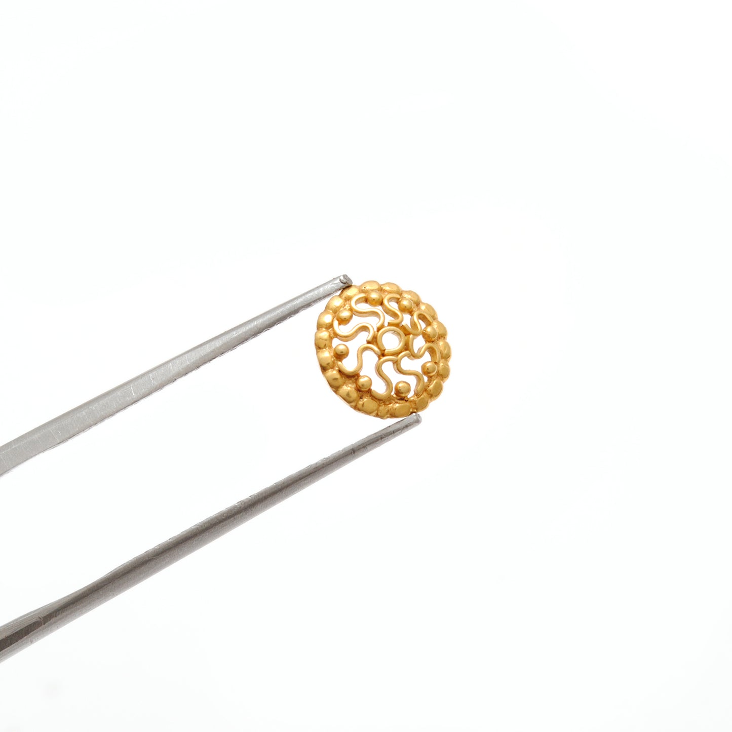 Solid 18K Yellow Gold Beads Cap for Jewelry Supplies