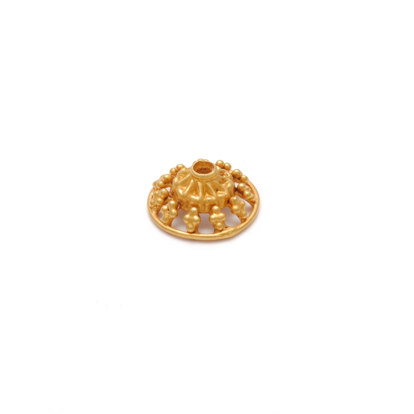18k Yellow Gold Round Bead Caps For Jewelry 10mm