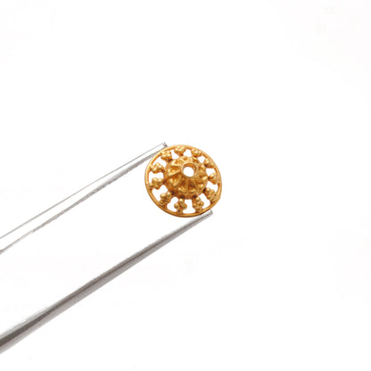 18k Yellow Gold Round Bead Caps For Jewelry 10mm