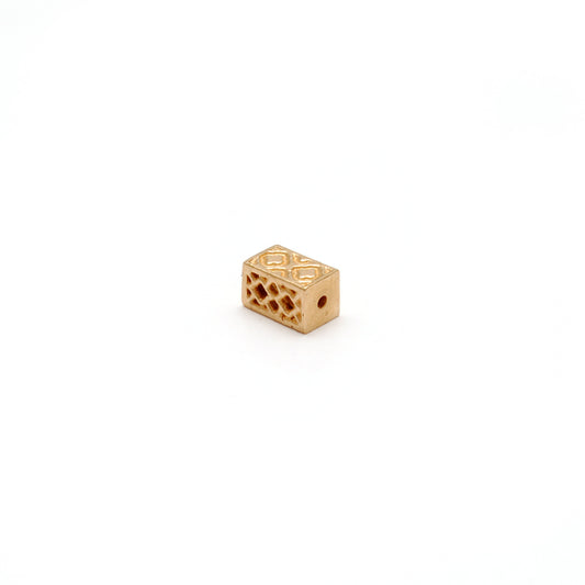 18k Solid Yellow Gold Fancy Rectangle Beads 3x5mm