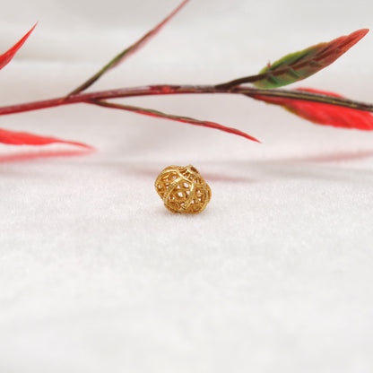 18k Solid Yellow Gold Floral Spacer Beads 6x7mm