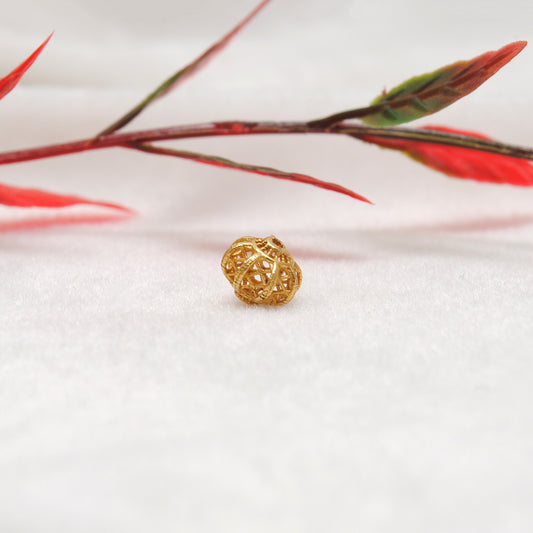 18k Solid Yellow Gold Floral Spacer Beads 6x7mm