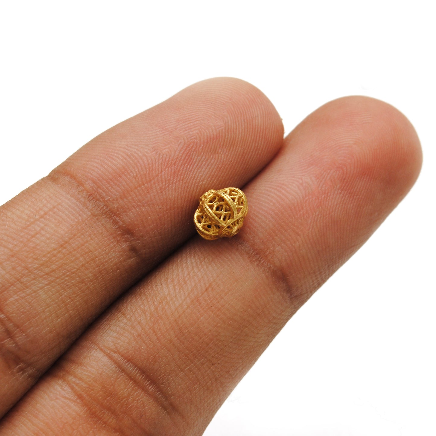 18k Solid Yellow Gold Floral Spacer Beads 6x7mm