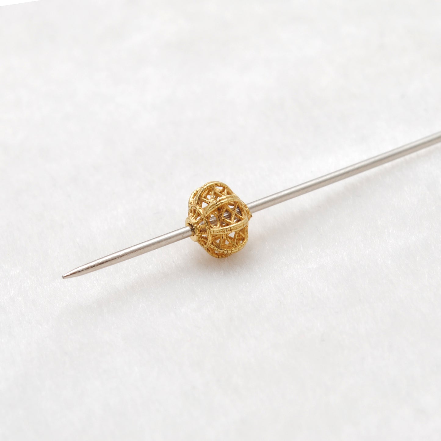 18k Solid Yellow Gold Floral Spacer Beads 6x7mm
