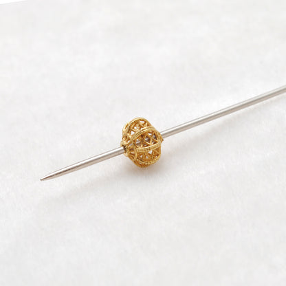 18k Solid Yellow Gold Floral Spacer Beads 6x7mm