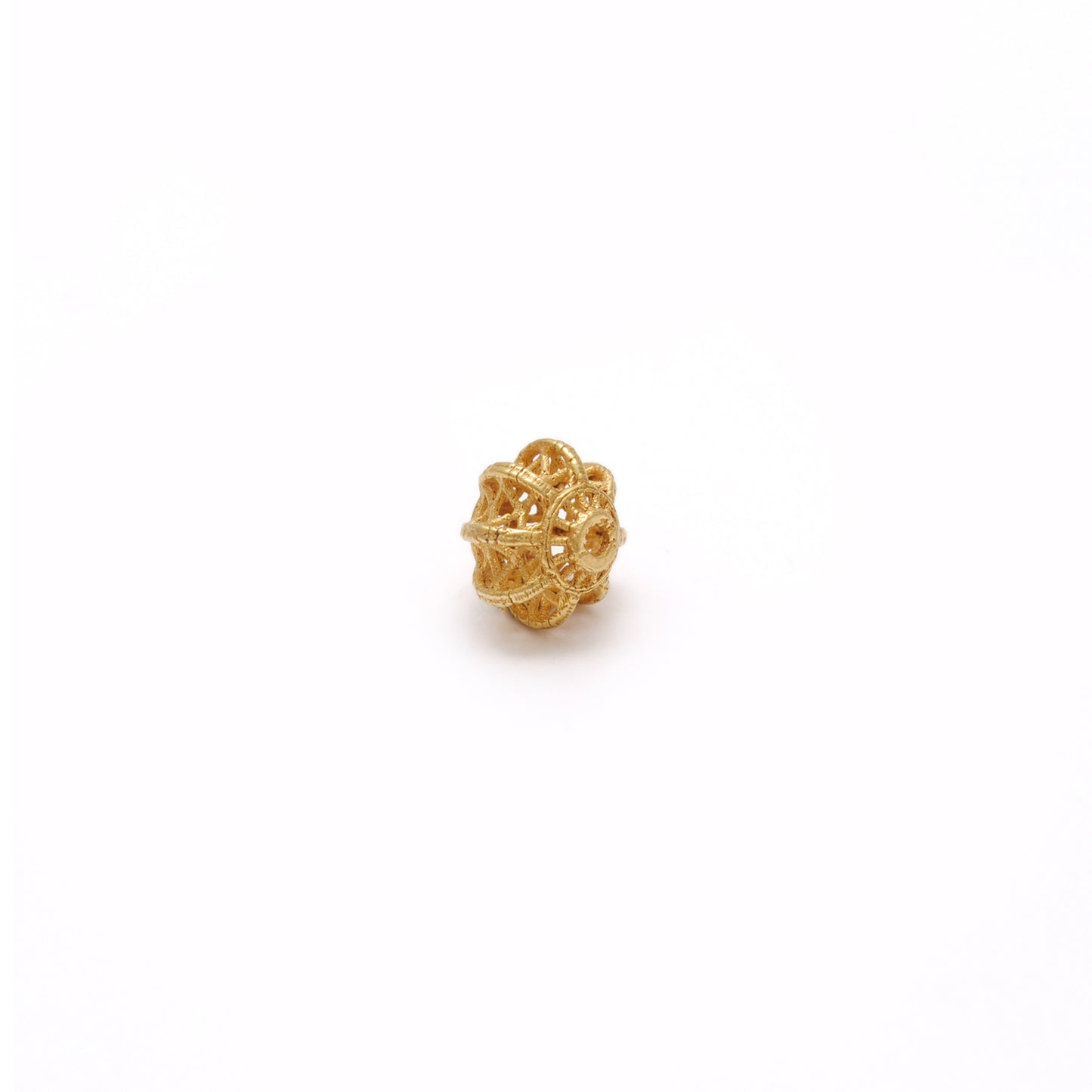 18k Solid Yellow Gold Floral Spacer Beads 6x7mm