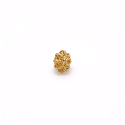 18k Solid Yellow Gold Floral Spacer Beads 6x7mm