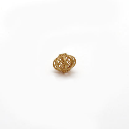 18k Solid Yellow Gold Floral Spacer Beads 6x7mm