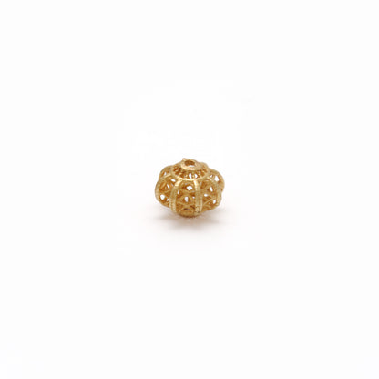 18k Solid Yellow Gold Floral Spacer Beads 6x7mm