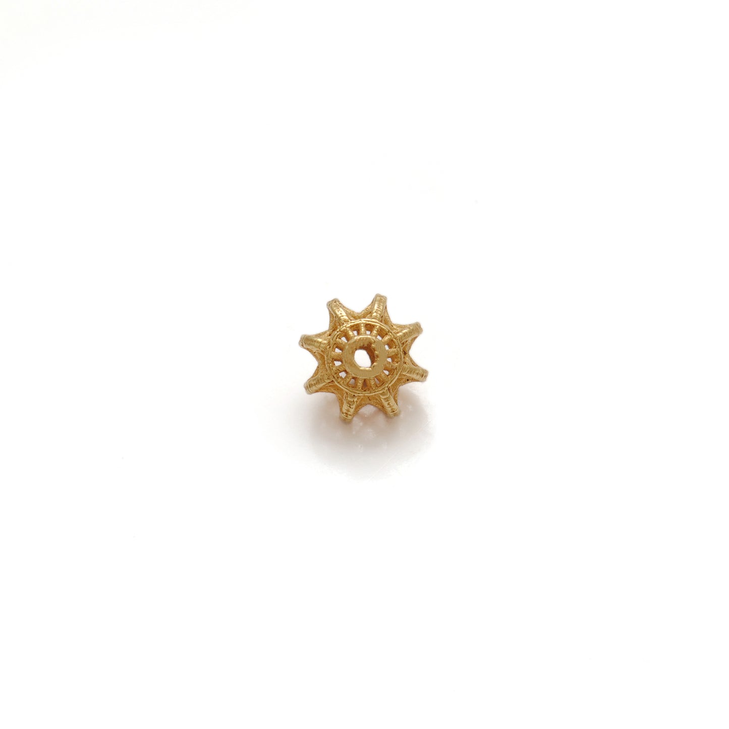 18k Solid Yellow Gold Floral Spacer Beads 6x7mm
