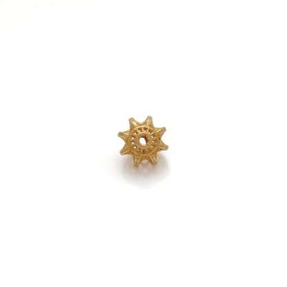 18k Solid Yellow Gold Floral Spacer Beads 6x7mm