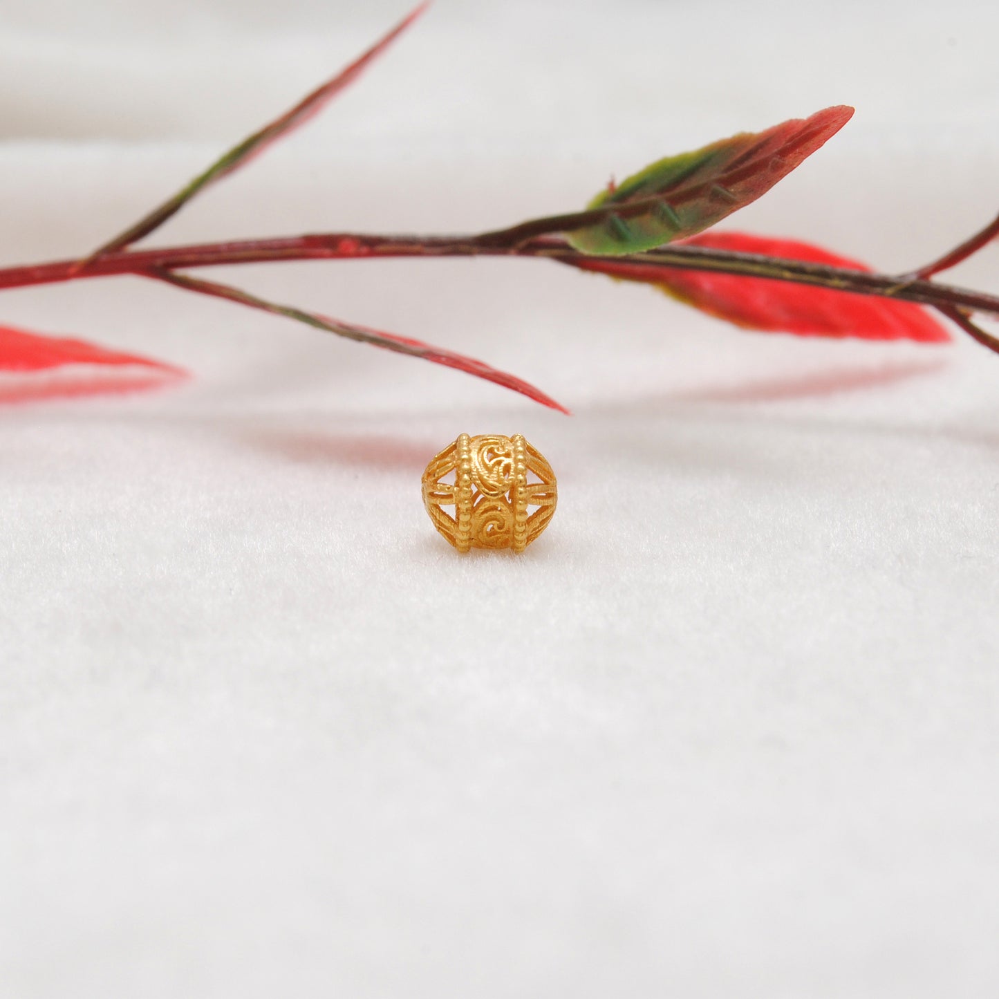 18k Solid Yellow Gold Fancy Tube Spacer Beads 6mm