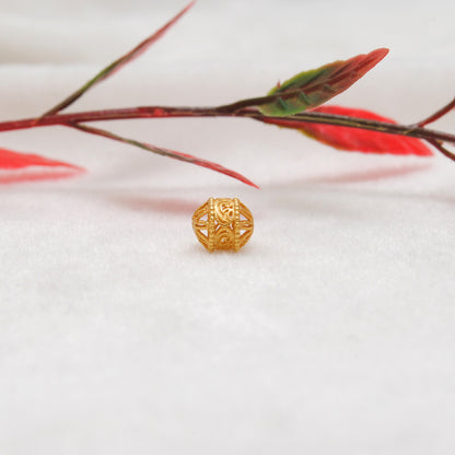 18k Solid Yellow Gold Fancy Tube Spacer Beads 6mm
