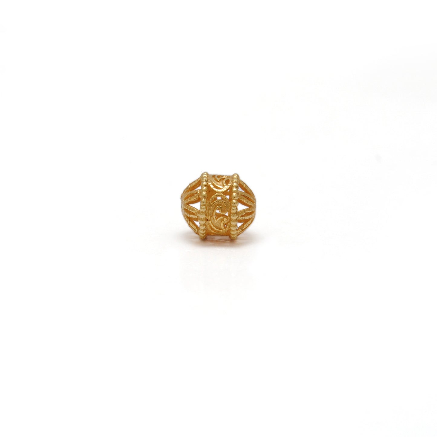 18k Solid Yellow Gold Fancy Tube Spacer Beads 6mm