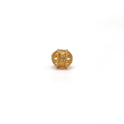18k Solid Yellow Gold Fancy Tube Spacer Beads 6mm