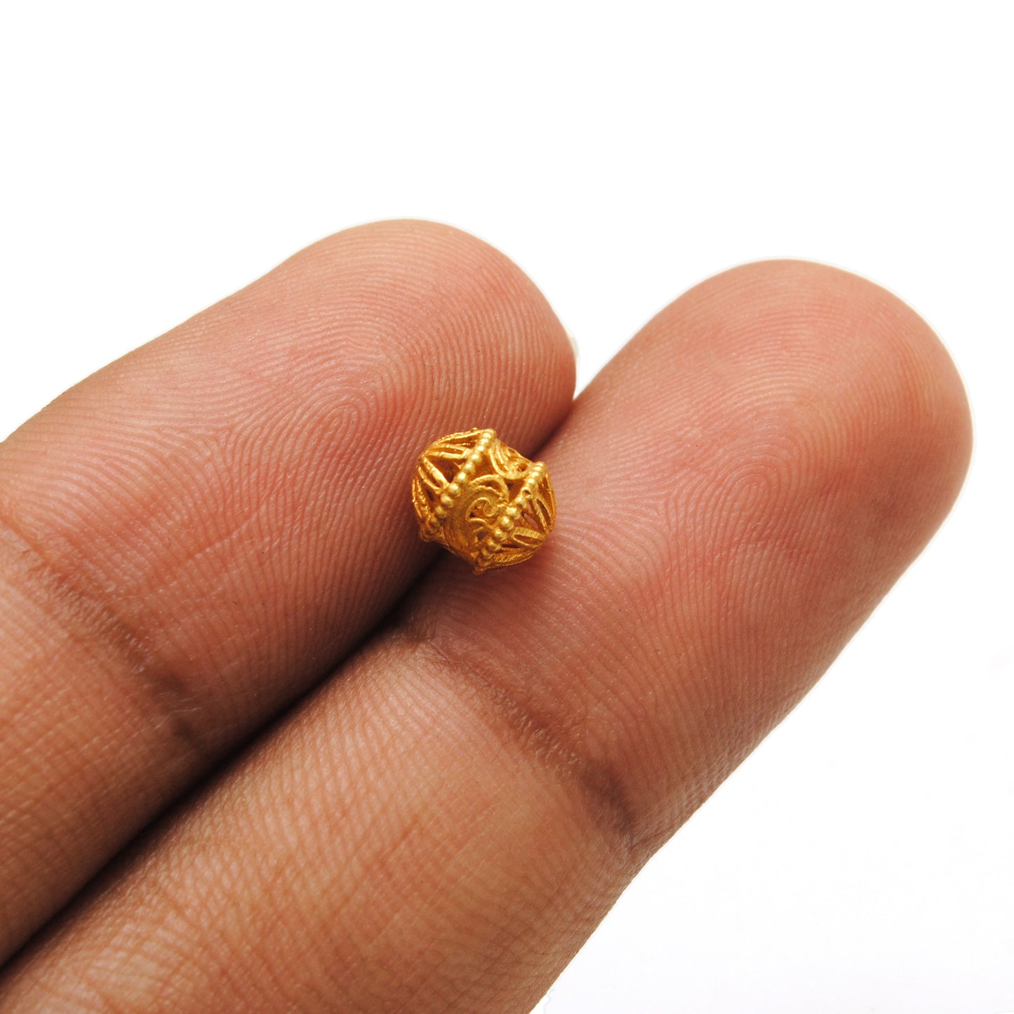 18k Solid Yellow Gold Fancy Tube Spacer Beads 6mm